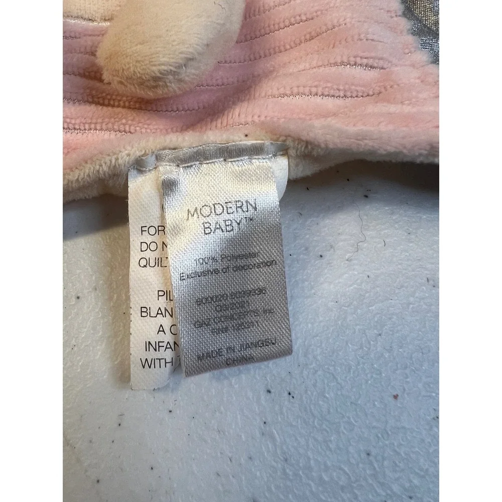 Modern Baby Pink Bunny Sensory Lovey Security Blanket Wood Teether Tags 3391